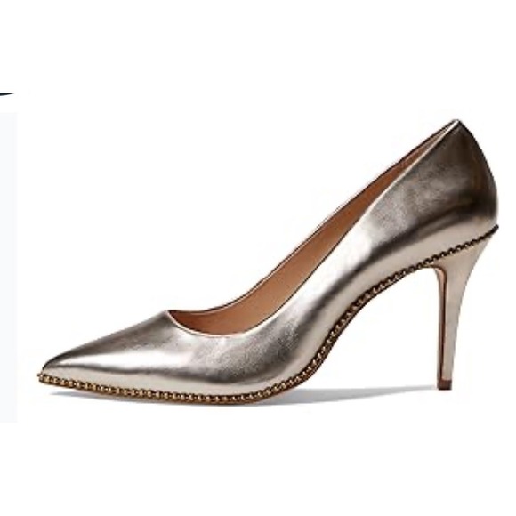 Coach Waverly Pumps Metallic Champagne Pointed Toe Heels Dress Shoes 11B - Picture 1 of 8